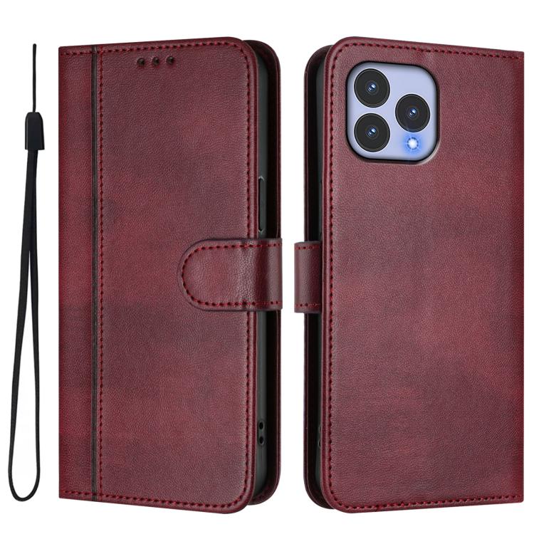 For Wiko T60 / Cubot P80 Line Splicing Buckle Retro Leather Phone Case