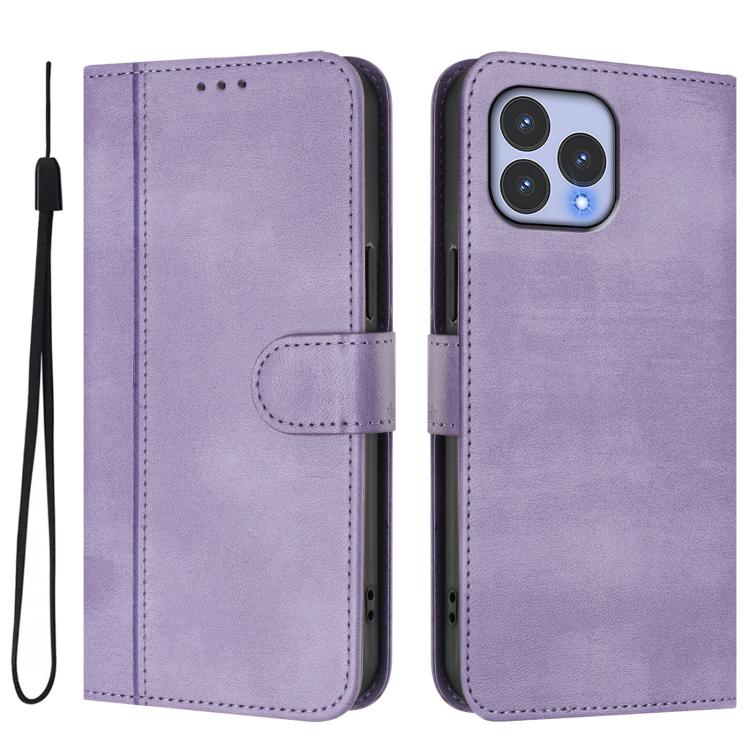 For Wiko T60 / Cubot P80 Line Splicing Buckle Retro Leather Phone Case