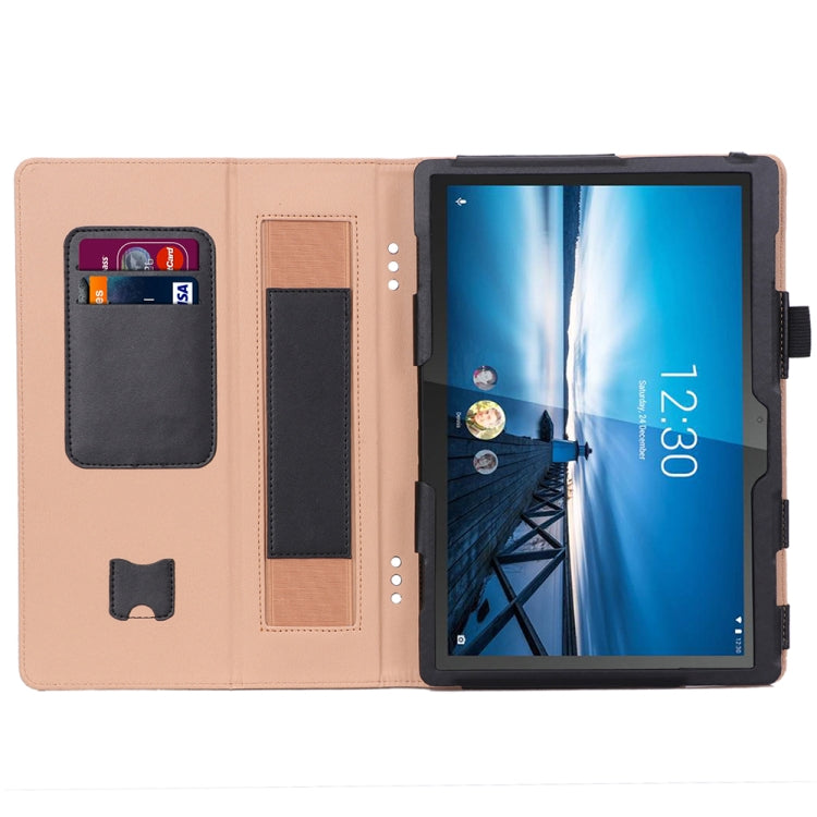 For Lenovo Tab P10 TB-X705F & Tab M10 FHD REL TB-X605FC/LC & Tab M10 TB-X605F / TB-X505F Retro Texture PU Leather Horizontal Flip Leather Case with Holder & 2 Card Slots & Hand Strap