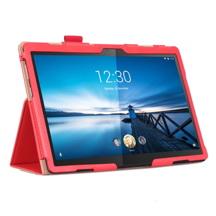 For Lenovo Tab P10 TB-X705F & Tab M10 FHD REL TB-X605FC/LC & Tab M10 TB-X605F / TB-X505F Retro Texture PU Leather Horizontal Flip Leather Case with Holder & 2 Card Slots & Hand Strap