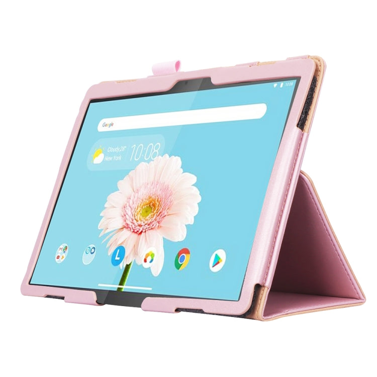 For Lenovo Tab P10 TB-X705F & Tab M10 FHD REL TB-X605FC/LC & Tab M10 TB-X605F / TB-X505F Retro Texture PU Leather Horizontal Flip Leather Case with Holder & 2 Card Slots & Hand Strap