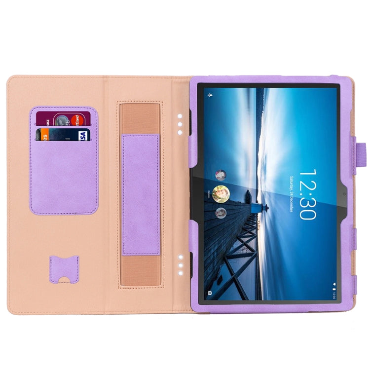 For Lenovo Tab P10 TB-X705F & Tab M10 FHD REL TB-X605FC/LC & Tab M10 TB-X605F / TB-X505F Retro Texture PU Leather Horizontal Flip Leather Case with Holder & 2 Card Slots & Hand Strap