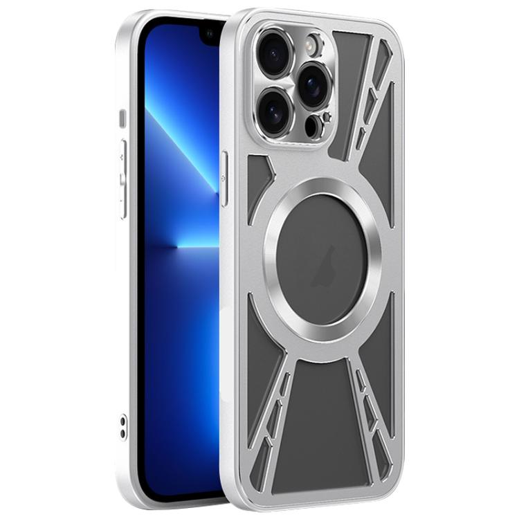 For iPhone 13 Pro Silicone Cooling Hollow Metal MagSafe Phone Case