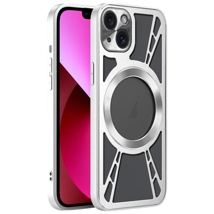 For iPhone 13 Silicone Cooling Hollow Metal MagSafe Phone Case