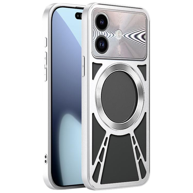 For iPhone 17 Pro Max Silicone Cooling Hollow Metal MagSafe Phone Case
