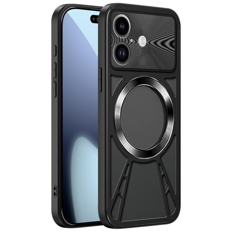 For iPhone 17 Pro Max Silicone Cooling Hollow Metal MagSafe Phone Case