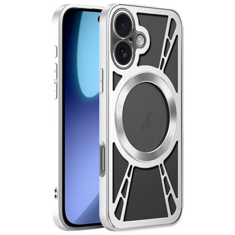 For iPhone 17 Silicone Cooling Hollow Metal MagSafe Phone Case