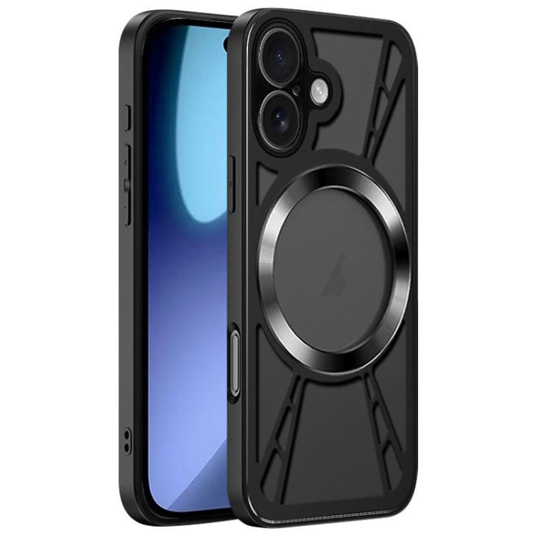 For iPhone 17 Silicone Cooling Hollow Metal MagSafe Phone Case