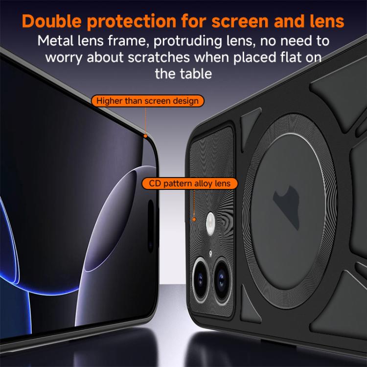 For iPhone 16 Pro Silicone Cooling Hollow Metal MagSafe Phone Case
