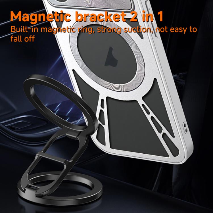 For iPhone 17 Pro Max Silicone Cooling Hollow Metal MagSafe Phone Case