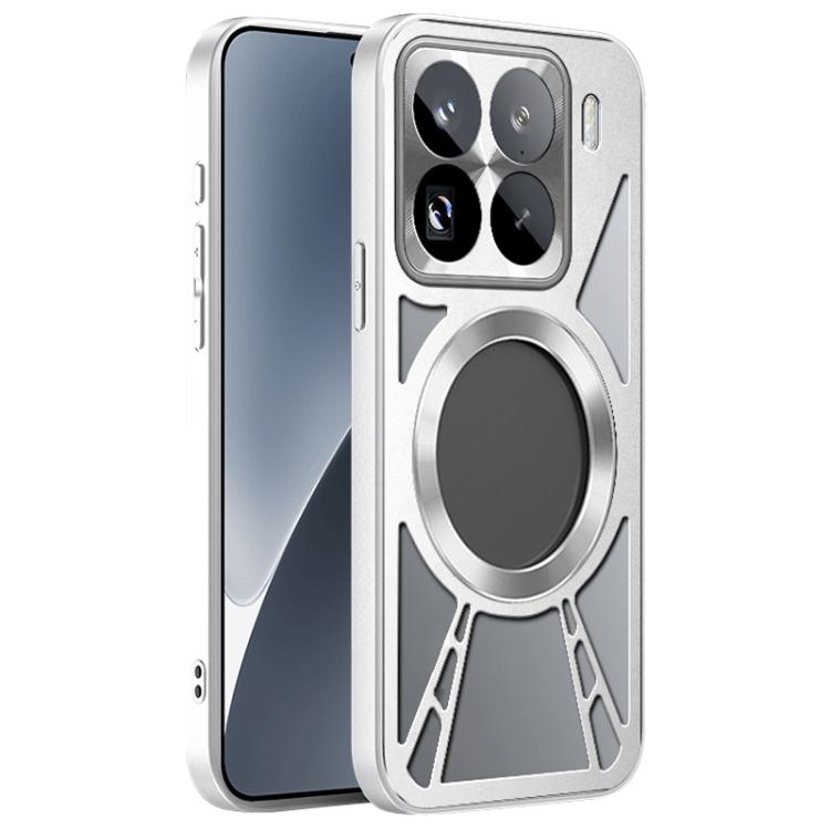 For Xiaomi 15 Silicone Cooling Hollow Metal MagSafe Phone Case