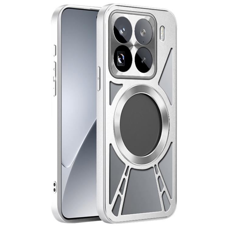 For Xiaomi 15 Pro Silicone Cooling Hollow Metal MagSafe Phone Case
