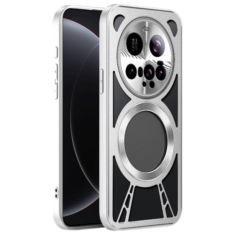 For Xiaomi 15 Ultra Silicone Cooling Hollow Metal MagSafe Phone Case