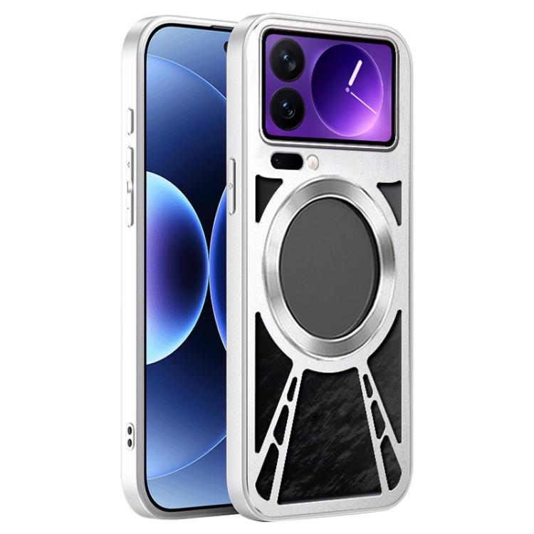 For Xiaomi 17 Pro Max Silicone Cooling Hollow Metal MagSafe Phone Case