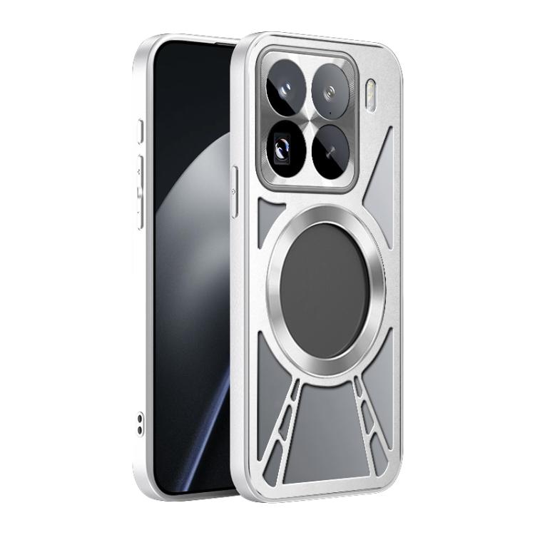 For Xiaomi 15T Pro Silicone Cooling Hollow Metal MagSafe Phone Case