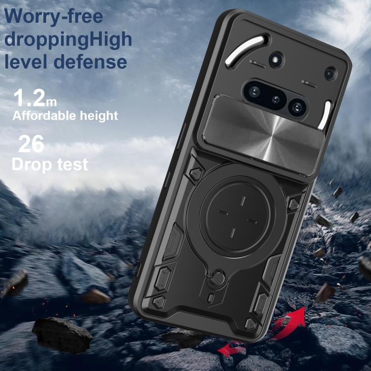For Nothing Phone 3a CD Texture Sliding Camshield Magnetic Holder Phone Case