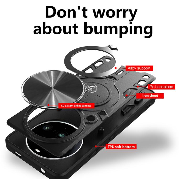 For Nothing Phone 3a Pro CD Texture Sliding Camshield Magnetic Holder Phone Case