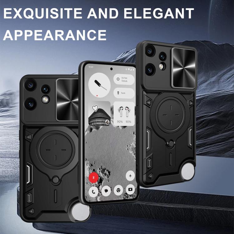 For Nothing CMF Phone 2 Pro CD Texture Sliding Camshield Magnetic Holder Phone Case