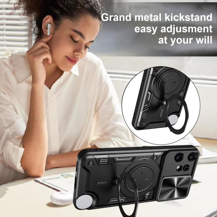 For Nothing CMF Phone 2 Pro CD Texture Sliding Camshield Magnetic Holder Phone Case