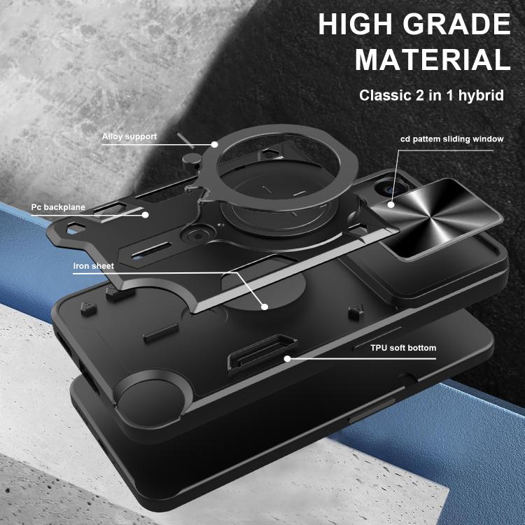 For Nothing CMF Phone 2 Pro CD Texture Sliding Camshield Magnetic Holder Phone Case