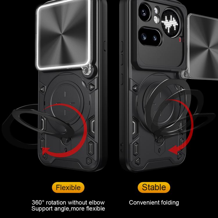 For Nothing Phone 4a Pro CD Texture Sliding Camshield Magnetic Holder Phone Case