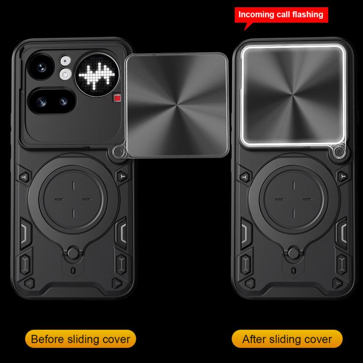 For Nothing Phone 4a Pro CD Texture Sliding Camshield Magnetic Holder Phone Case
