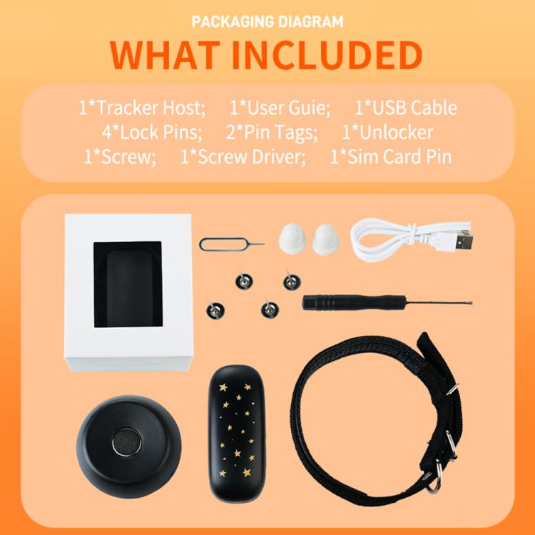 RF-V53 IP67 Waterproof Pet GPS Collar Tracking Device Anti-loss Positioner - Black
