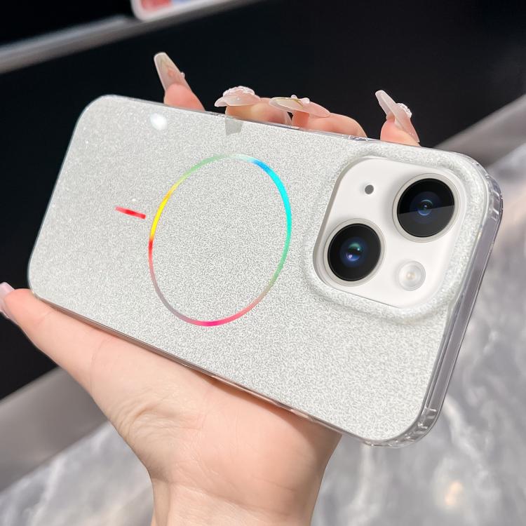 For iPhone 15 Plus Glitter Powder Plating MagSafe IMD Full Coverage Phone Case