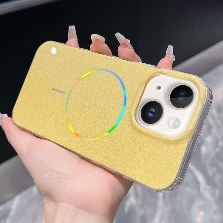 For iPhone 15 Glitter Powder Plating MagSafe IMD Full Coverage Phone Case