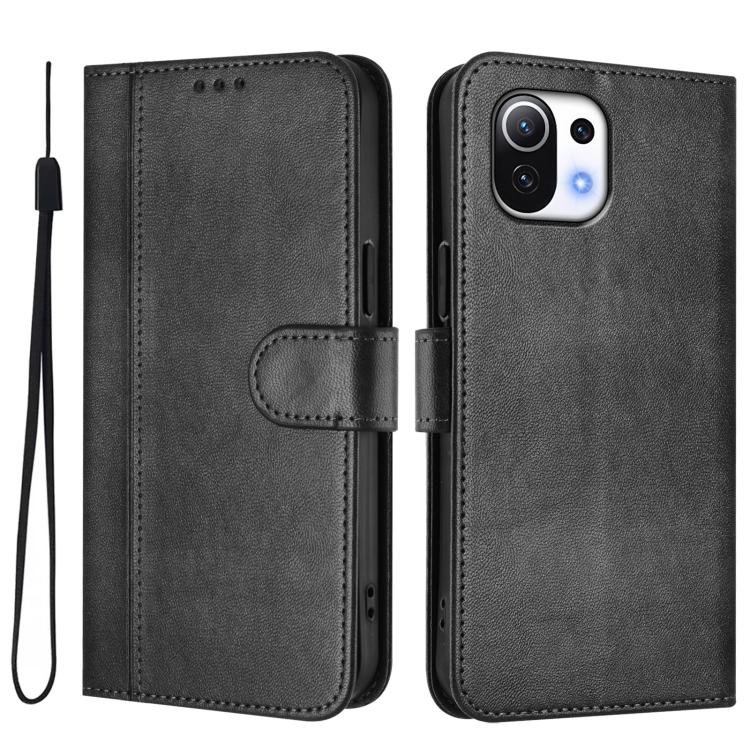 For Xiaomi Mi 11 Lite / Mi 11 Lite 5G Line Splicing Buckle Retro Leather Phone Case