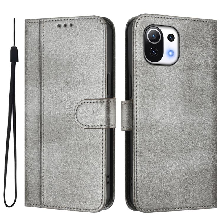 For Xiaomi Mi 11 Lite / Mi 11 Lite 5G Line Splicing Buckle Retro Leather Phone Case