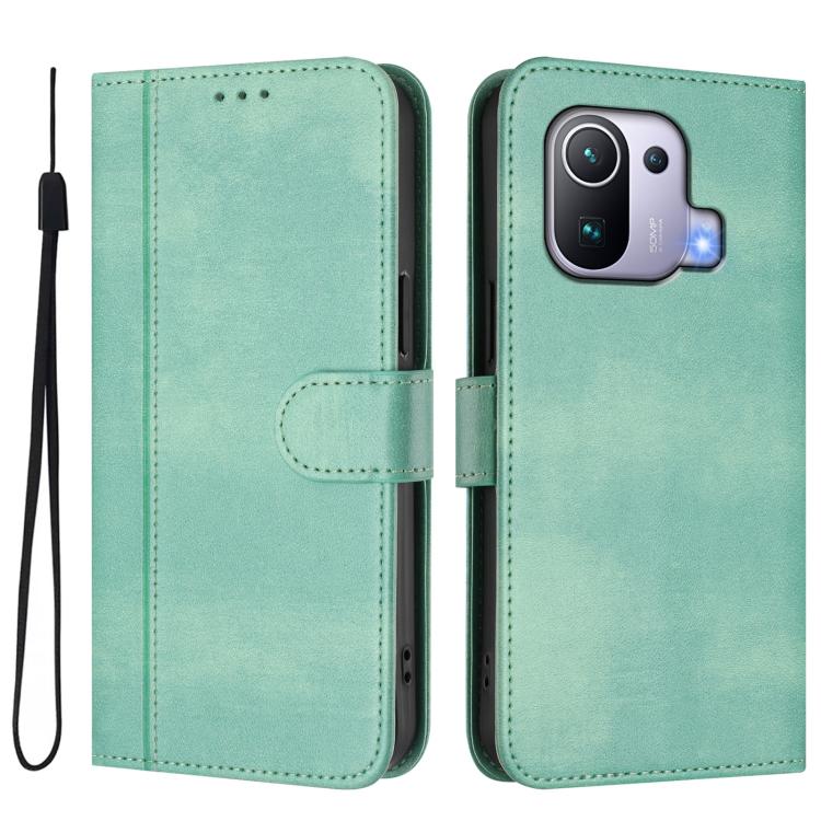 For Xiaomi Mi 11 Pro Line Splicing Buckle Retro Leather Phone Case