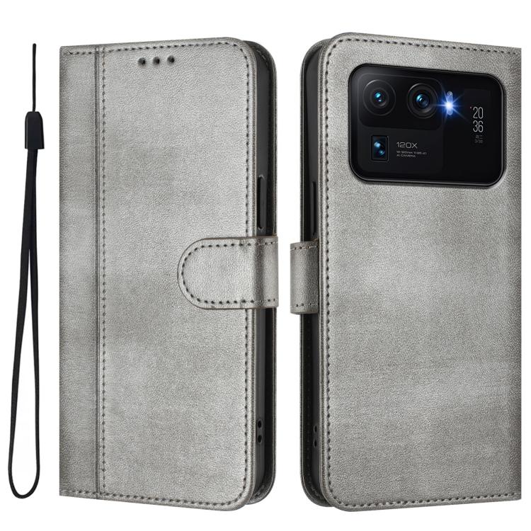 For Xiaomi Mi 11 Ultra Line Splicing Buckle Retro Leather Phone Case