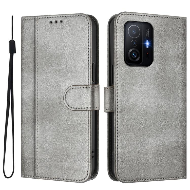 For Xiaomi 11T / 11T Pro Line Splicing Buckle Retro Leather Phone Case