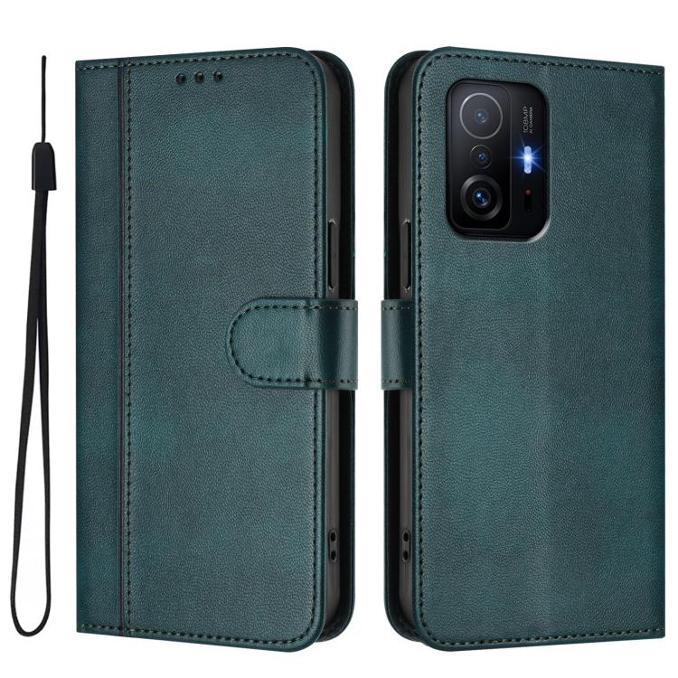 For Xiaomi 11T / 11T Pro Line Splicing Buckle Retro Leather Phone Case