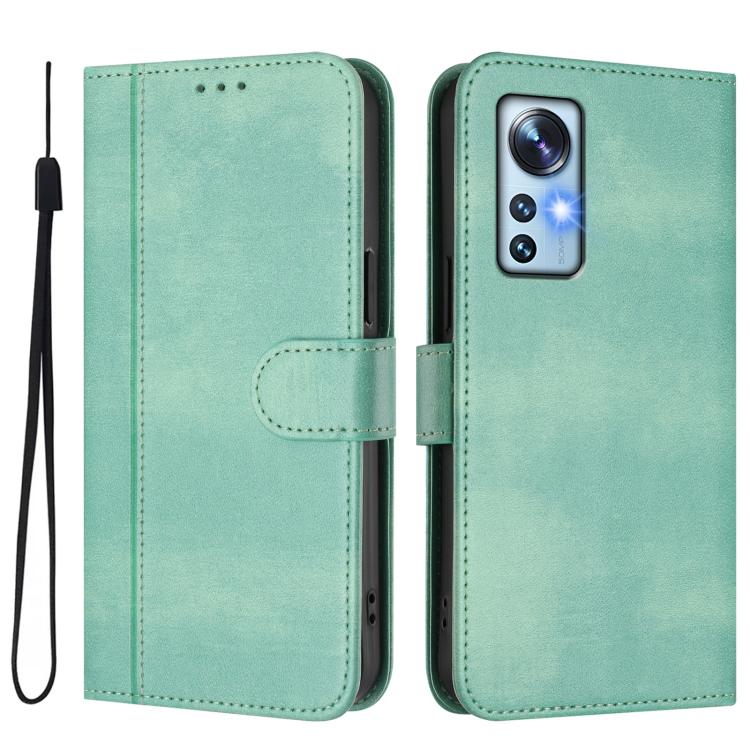 For Xiaomi 12 5G / 12X 5G / 12S 5G Line Splicing Buckle Retro Leather Phone Case