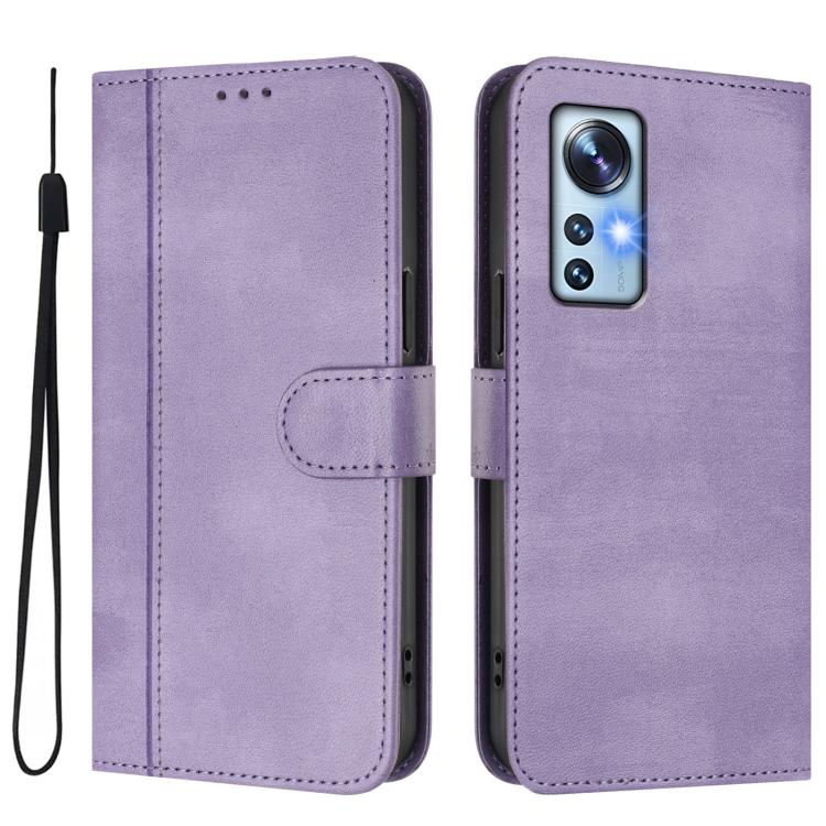 For Xiaomi 12 5G / 12X 5G / 12S 5G Line Splicing Buckle Retro Leather Phone Case