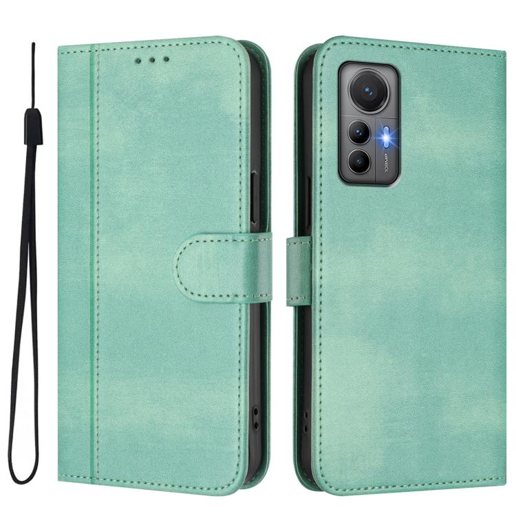 For Xiaomi 12 Lite Line Splicing Buckle Retro Leather Phone Case