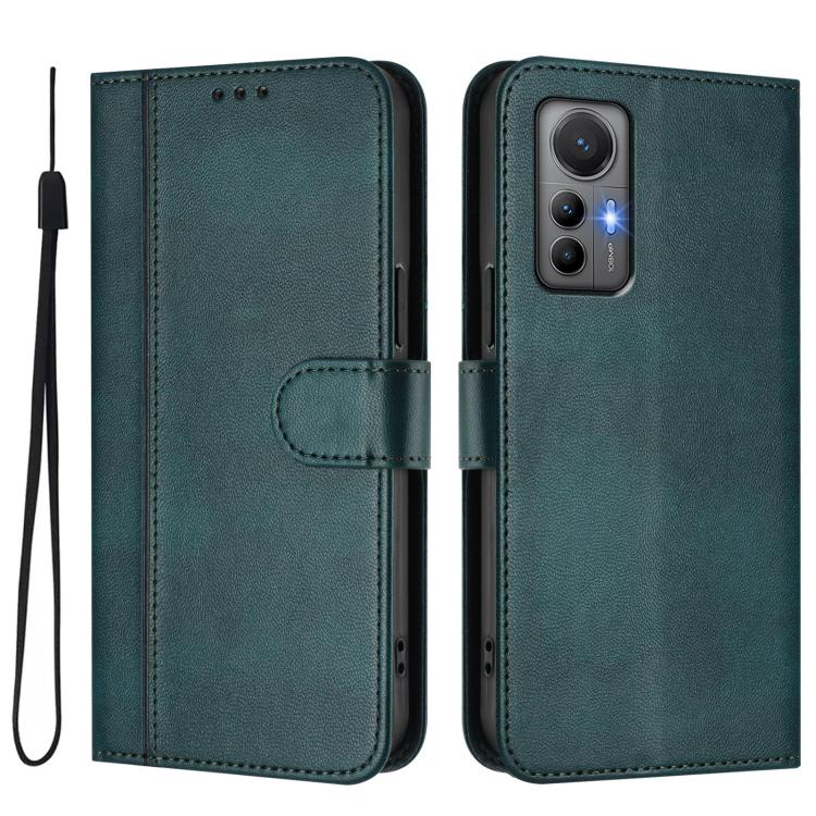 For Xiaomi 12 Lite Line Splicing Buckle Retro Leather Phone Case