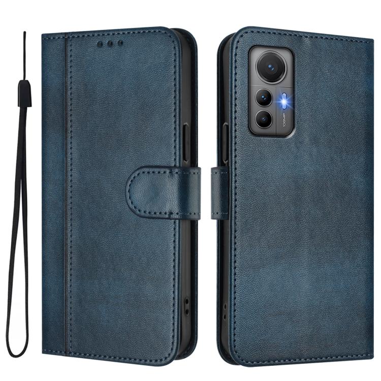 For Xiaomi 12 Lite Line Splicing Buckle Retro Leather Phone Case
