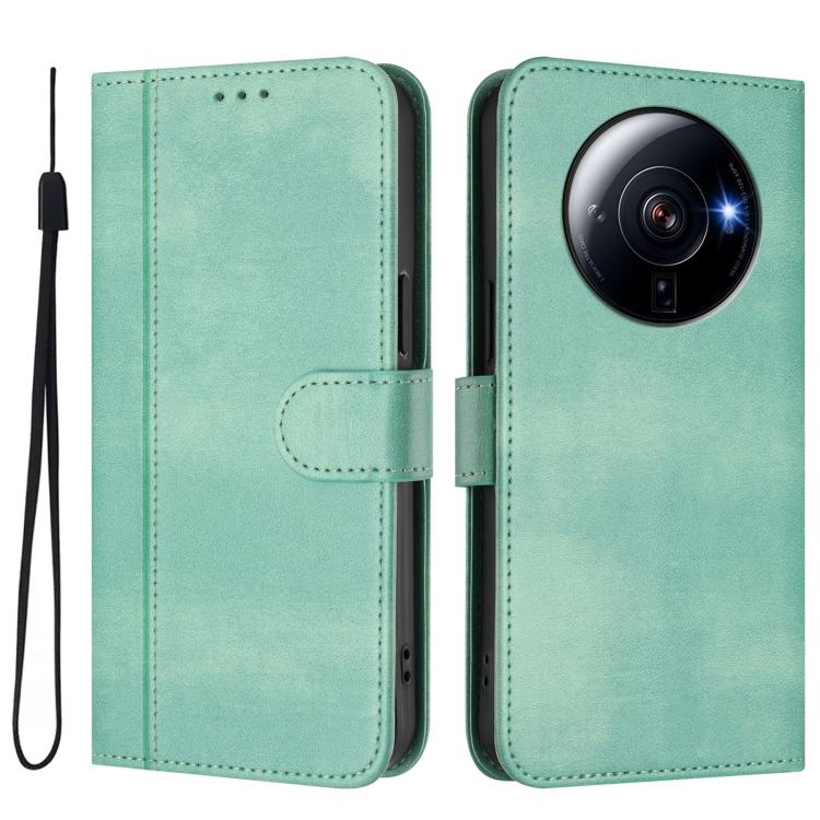 For Xiaomi 12S Ultra Line Splicing Buckle Retro Leather Phone Case