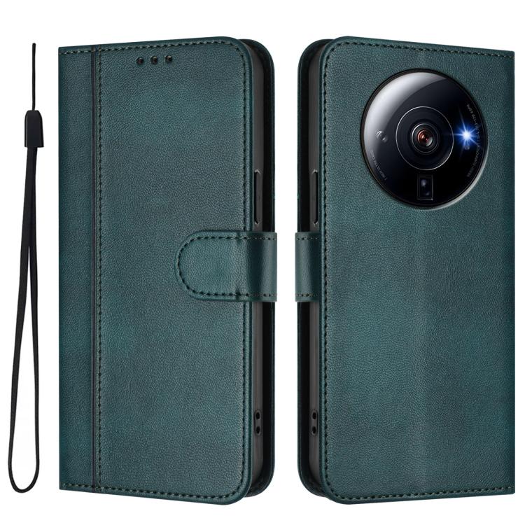 For Xiaomi 12S Ultra Line Splicing Buckle Retro Leather Phone Case