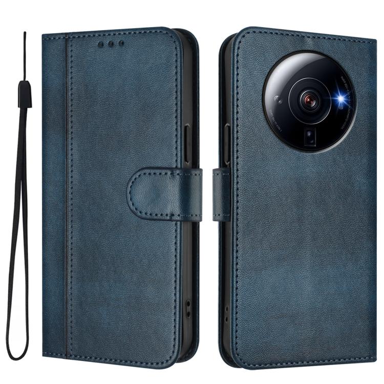 For Xiaomi 12S Ultra Line Splicing Buckle Retro Leather Phone Case