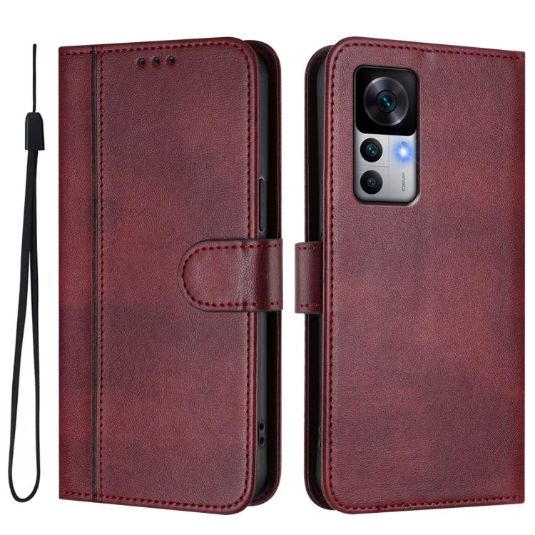 For Xiaomi 12T / 12T Pro / Redmi K50 Ultra Line Splicing Buckle Retro Leather Phone Case