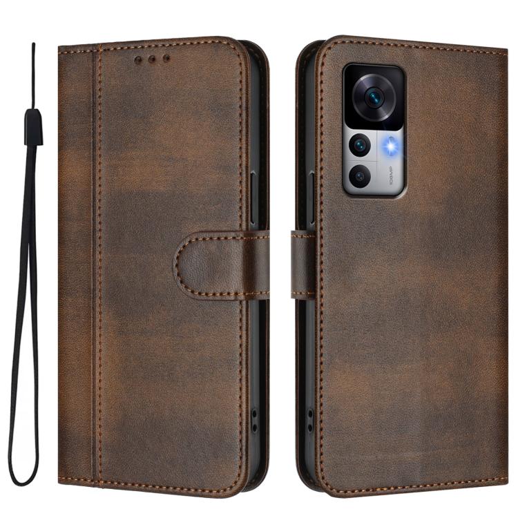 For Xiaomi 12T / 12T Pro / Redmi K50 Ultra Line Splicing Buckle Retro Leather Phone Case
