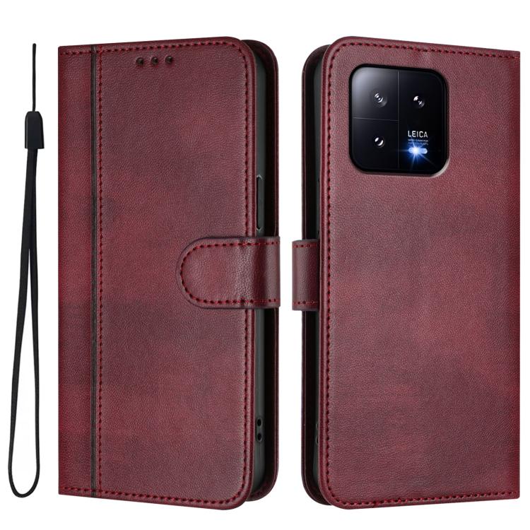For Xiaomi 13 Line Splicing Buckle Retro Leather Phone Case