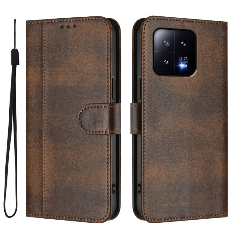 For Xiaomi 13 Line Splicing Buckle Retro Leather Phone Case