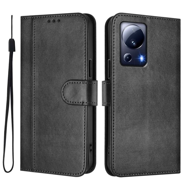 For Xiaomi 13 Lite 5G / Civi 2 Line Splicing Buckle Retro Leather Phone Case