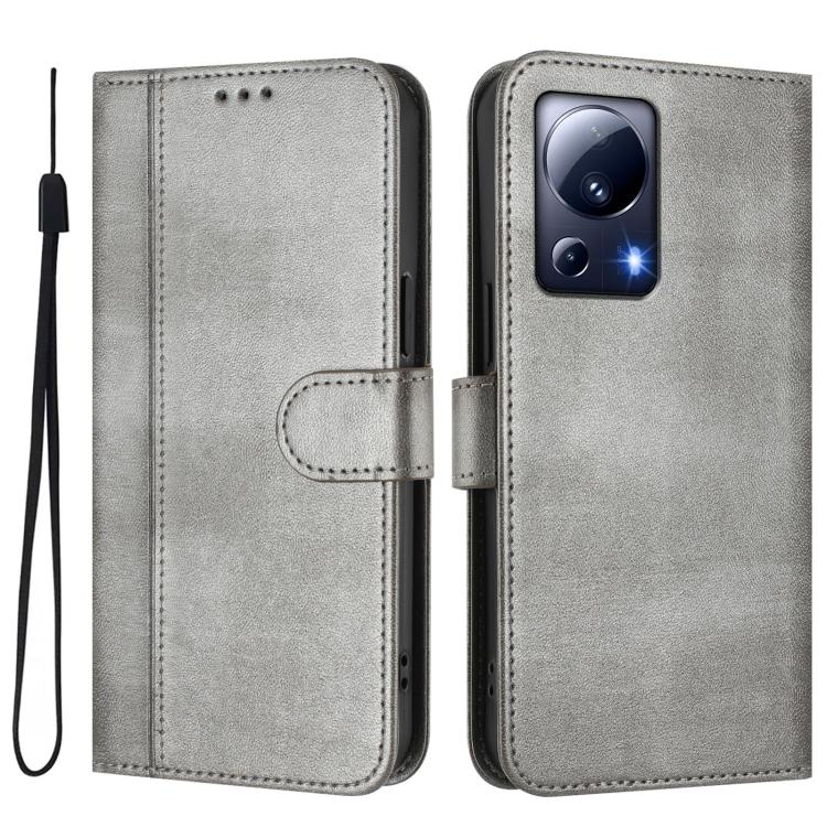 For Xiaomi 13 Lite 5G / Civi 2 Line Splicing Buckle Retro Leather Phone Case