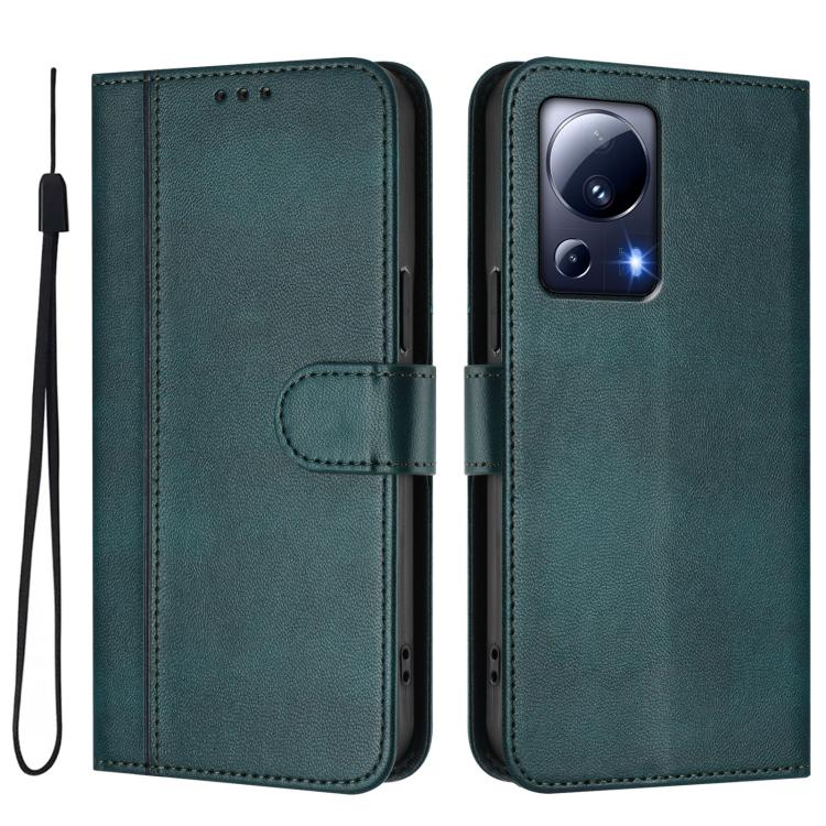For Xiaomi 13 Lite 5G / Civi 2 Line Splicing Buckle Retro Leather Phone Case